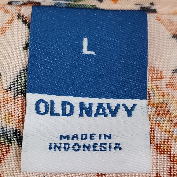 Old Navy Women's Orange Colorful Floral L/S Boho Short Dress Large - Picture 2 of 8